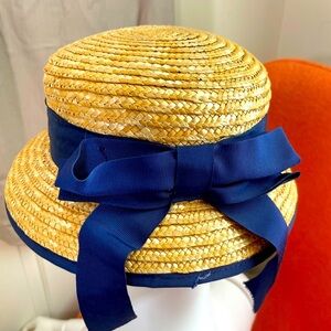 VINTAGE Cary SF Hat Women's S or Girl's L  Cottagecore 60s Costume Chin Strap
